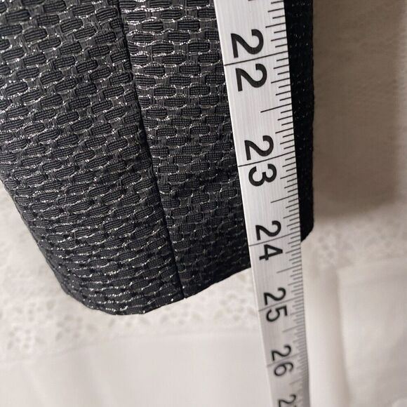 CALVIN KLEIN Women Black Polyester Metallic Lined Open Front Blazer Size 2 - Picture 11 of 12